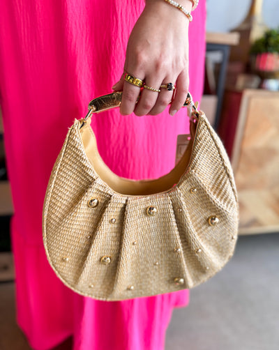 Delilah Woven Studded Crossbody Bag