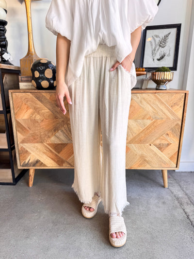 Umgee Oatmeal Wide Leg Pant