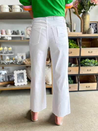 Vervet White High Rise Crop Wide Leg Pant