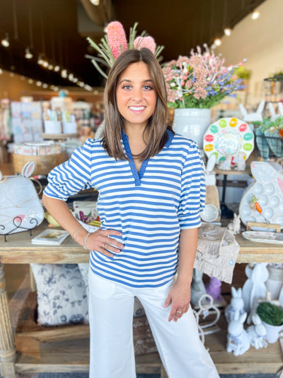 Blue Stripe Monica Top