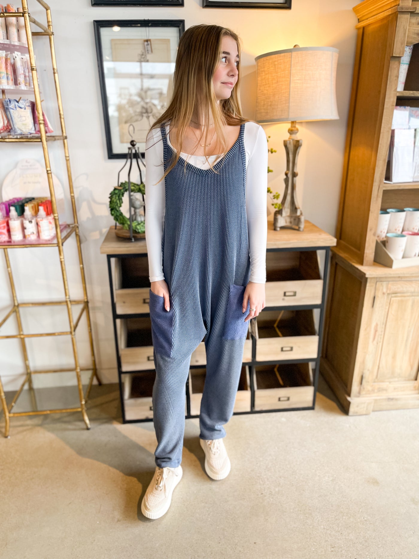 Navy Juniper French Terry Jumpsuit
