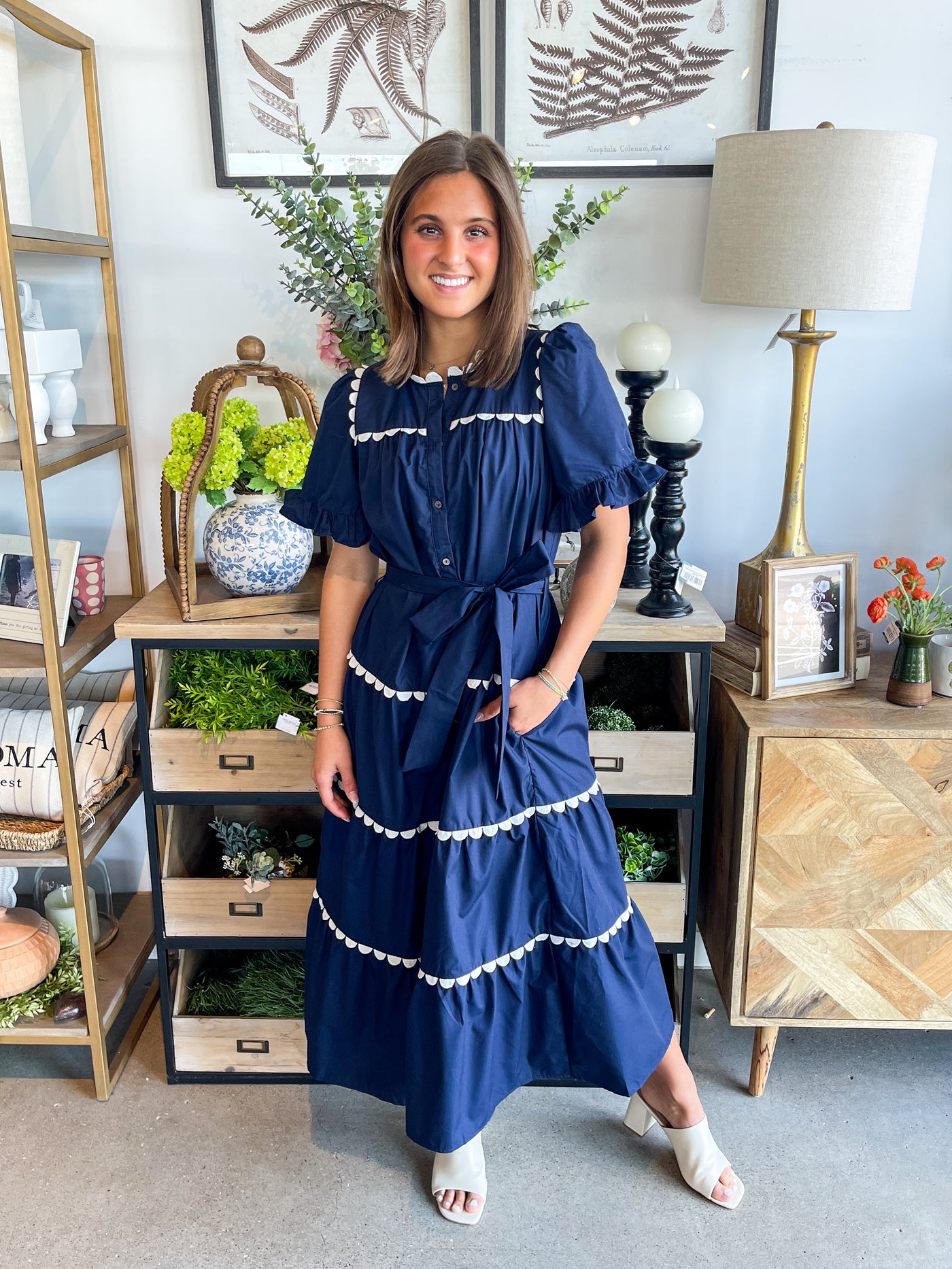 Martina Navy Button Dress