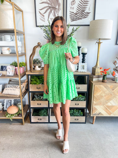 Apple Green Eyelet Dianna Dress