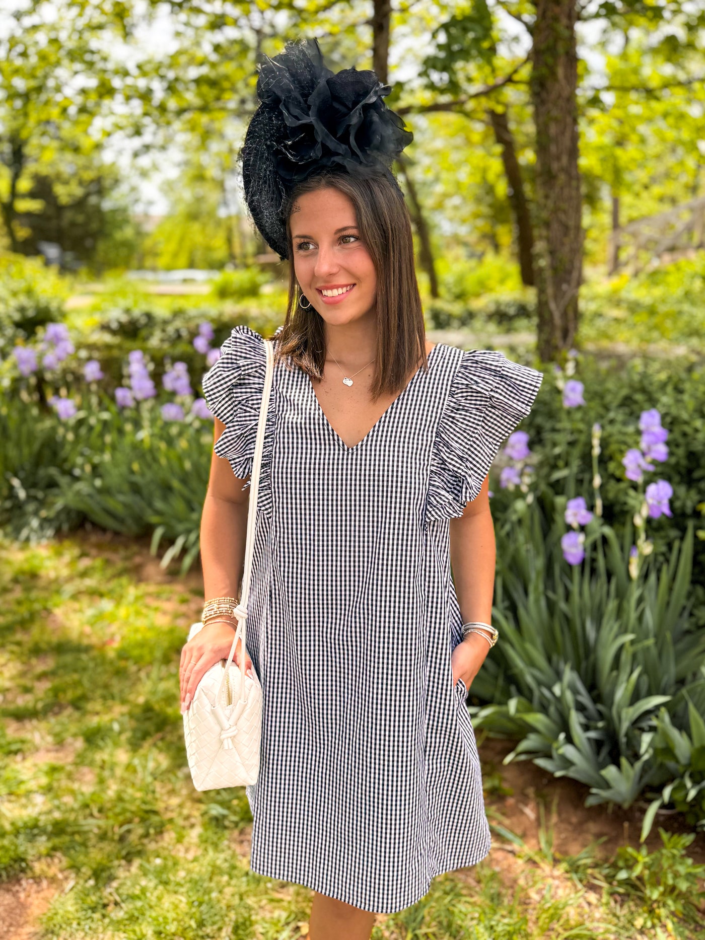 Zinna Black White Gingham Ruffle Dress