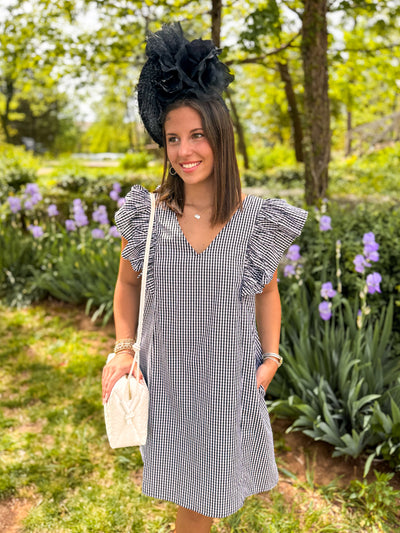 Zinna Black White Gingham Ruffle Dress