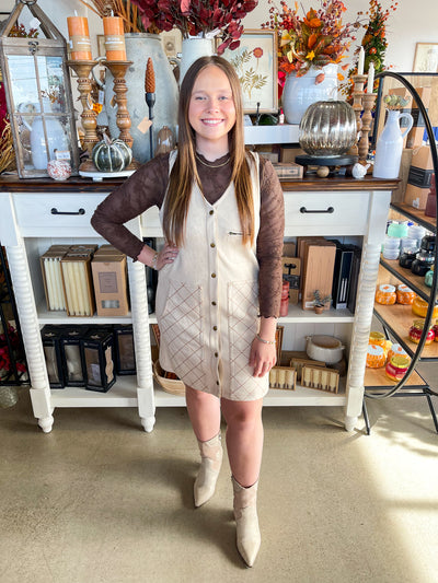 Ecru Suede Flora Dress