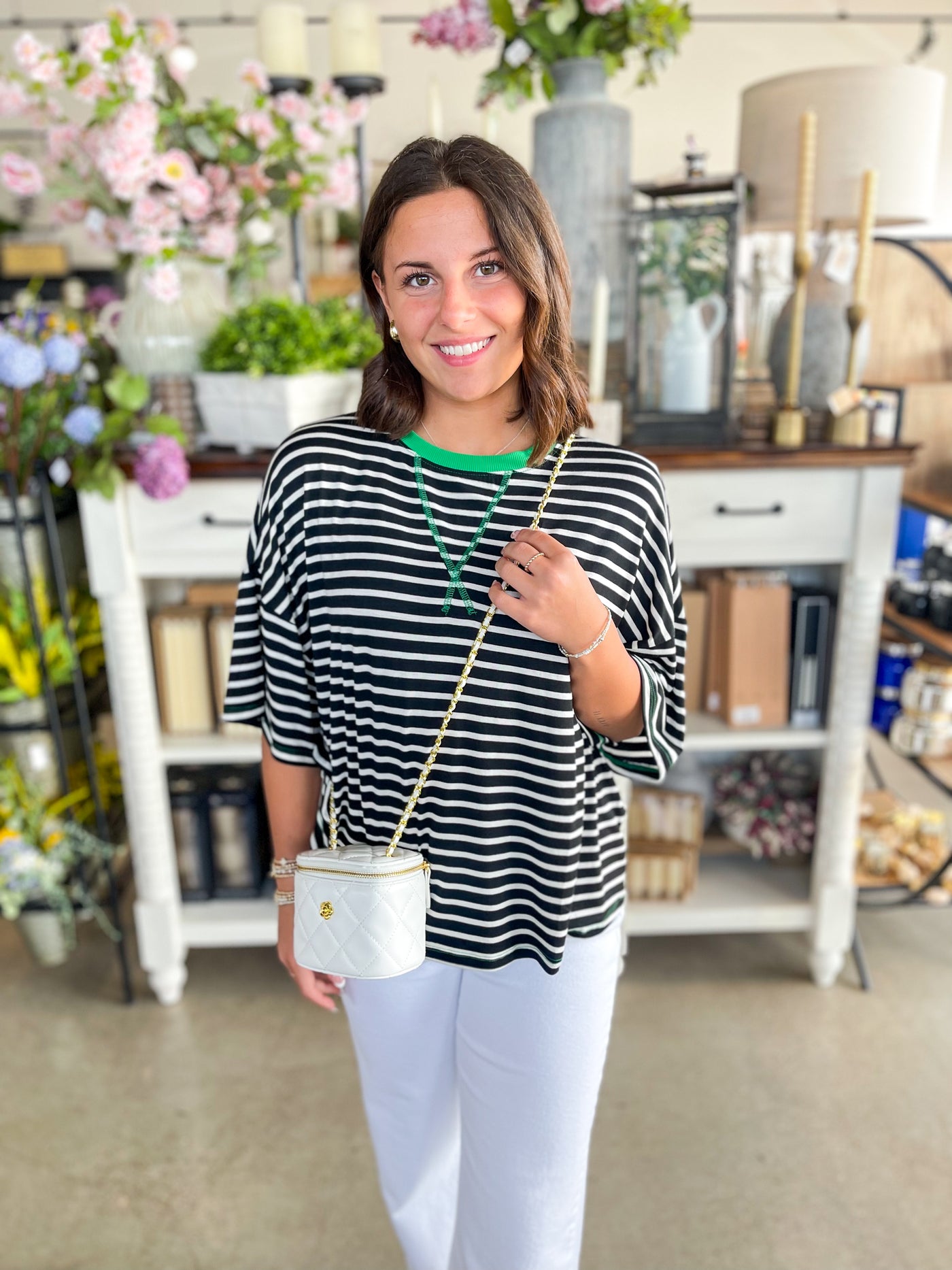 Kelly Green Trim Jodi Top