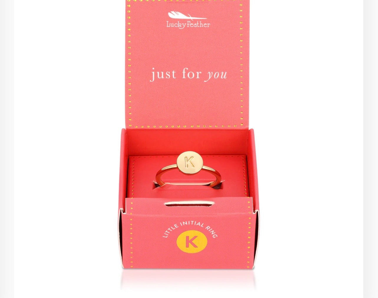 Lucky Feathers Initial Ring