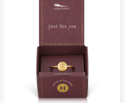 Lucky Feathers Initial Ring