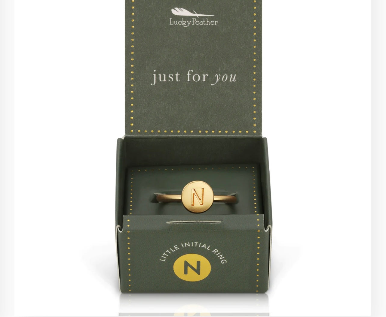 Lucky Feathers Initial Ring