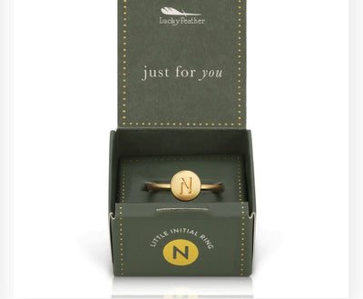 Lucky Feathers Initial Ring