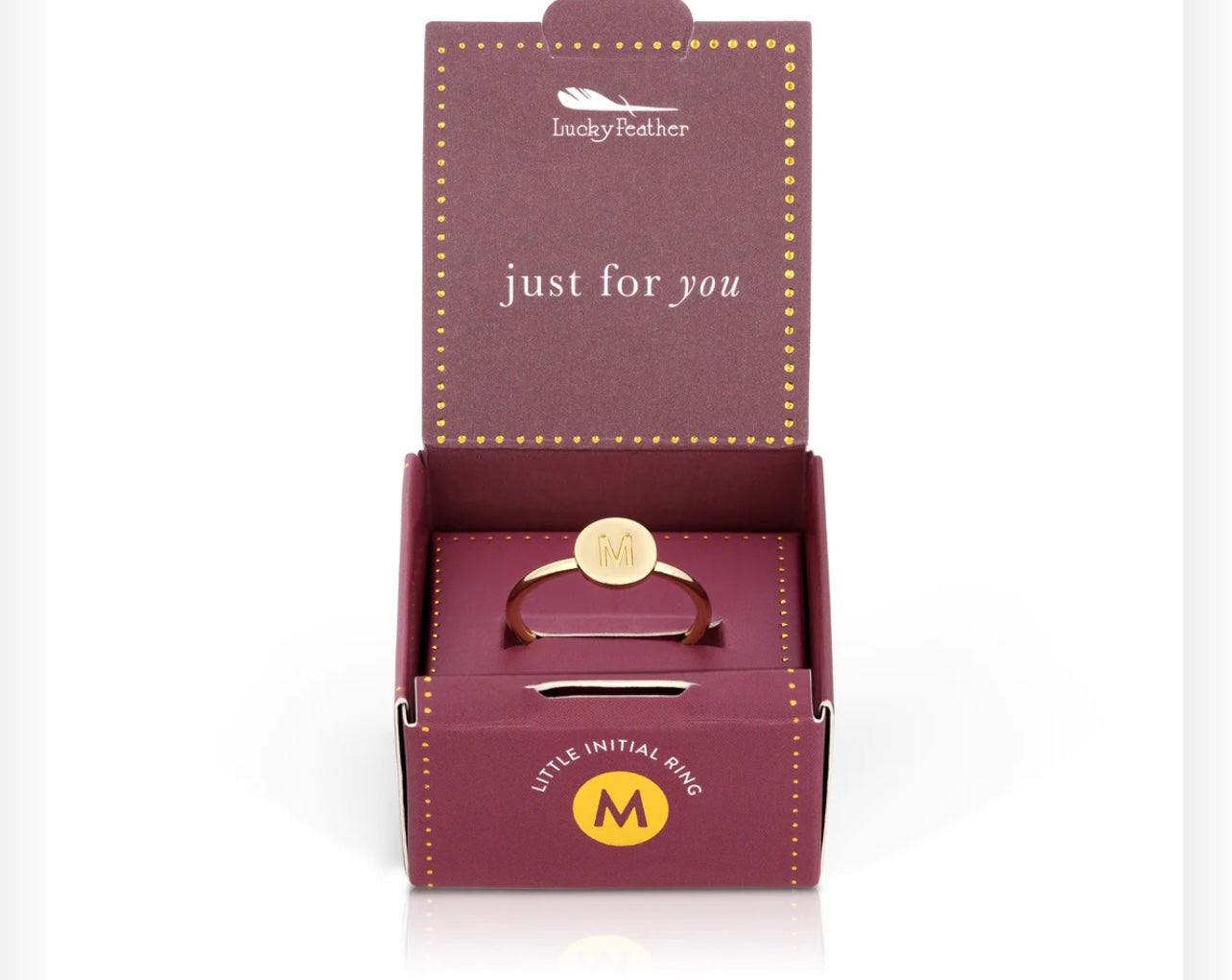 Lucky Feathers Initial Ring