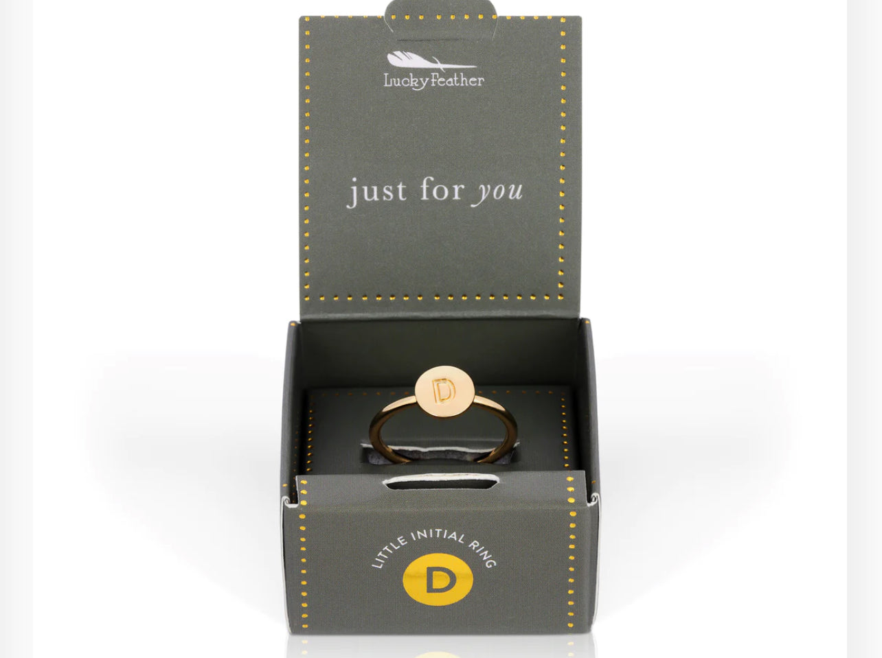 Lucky Feathers Initial Ring