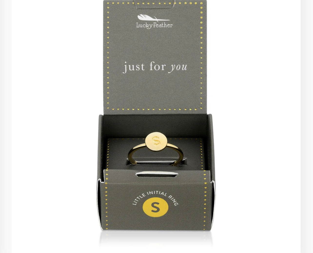 Lucky Feathers Initial Ring