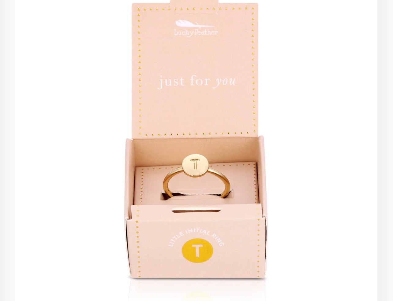 Lucky Feathers Initial Ring