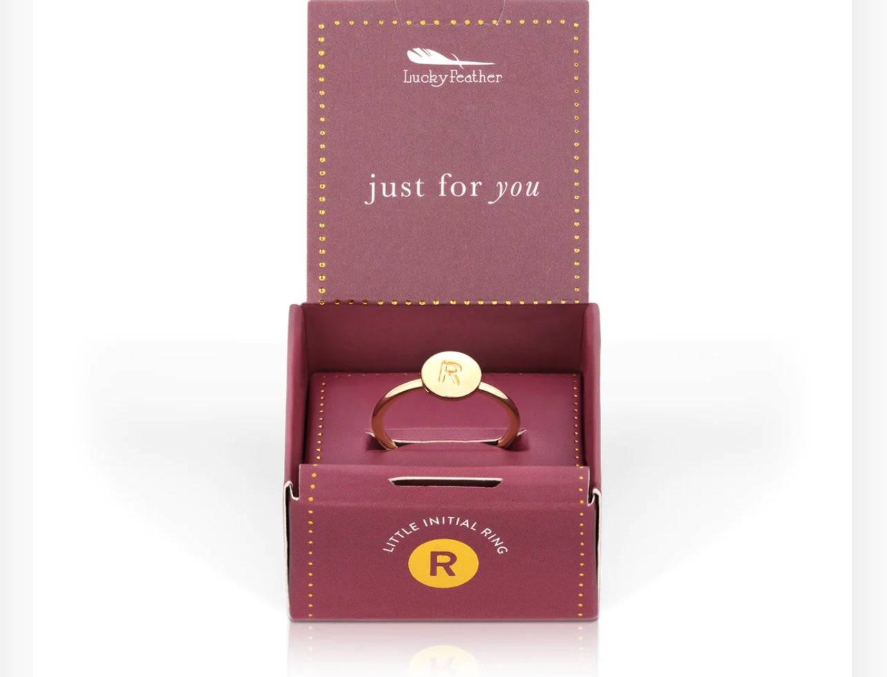 Lucky Feathers Initial Ring