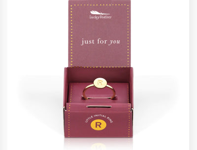 Lucky Feathers Initial Ring
