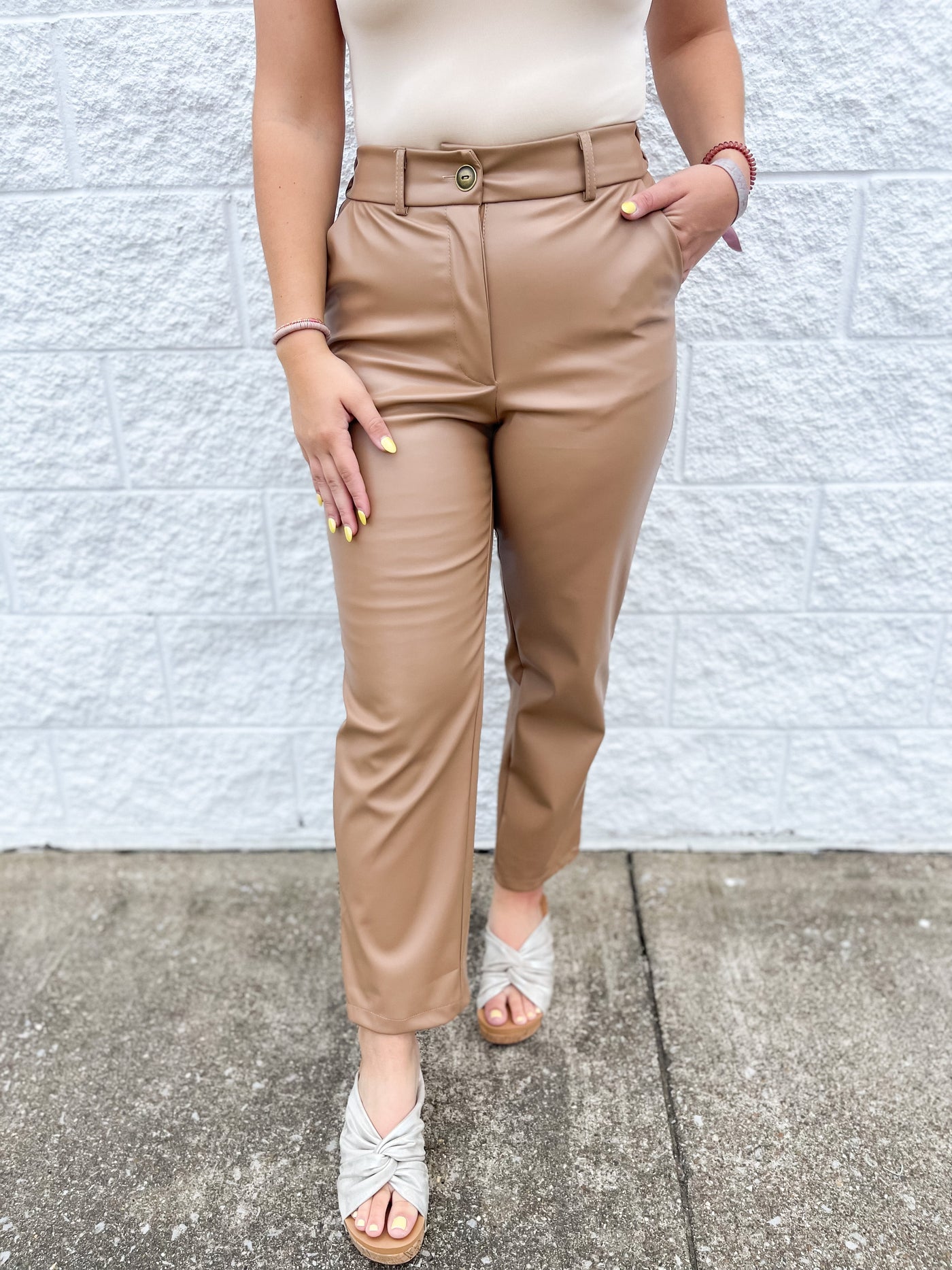 Latte Faux Leather Pants