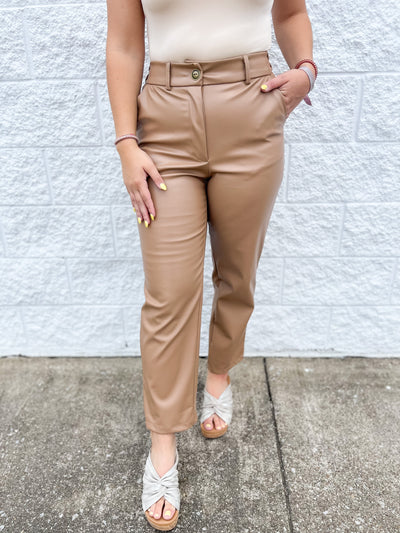 Latte Faux Leather Pants