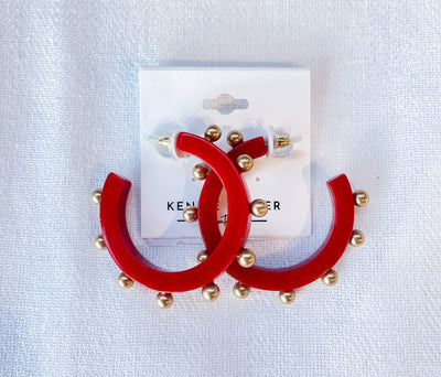 Kelley Studded Metal and Resin Hoop Earring