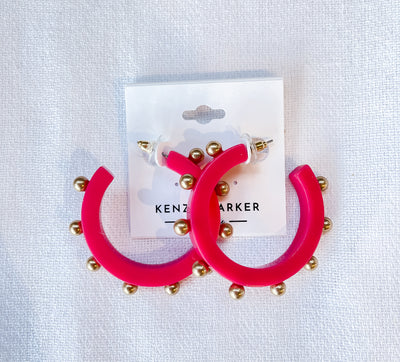 Kelley Studded Metal and Resin Hoop Earring