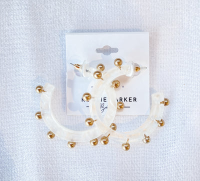 Kelley Studded Metal and Resin Hoop Earring