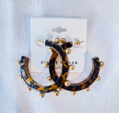 Kelley Studded Metal and Resin Hoop Earring