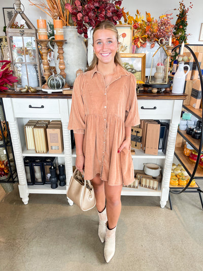 CC Camel Ribbed Dress