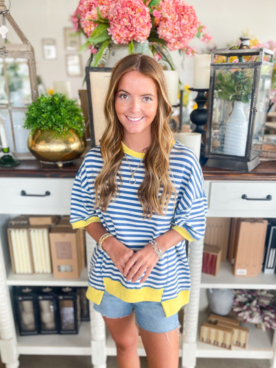 Blue Yellow Striped Top