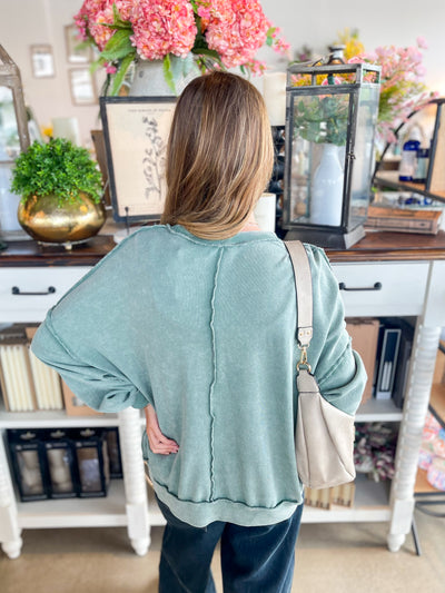 Easel Jamie Green Mineral Wash Top