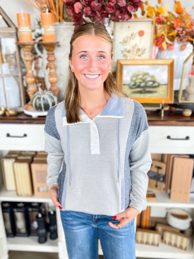 Denim Half Zip Marissa Top