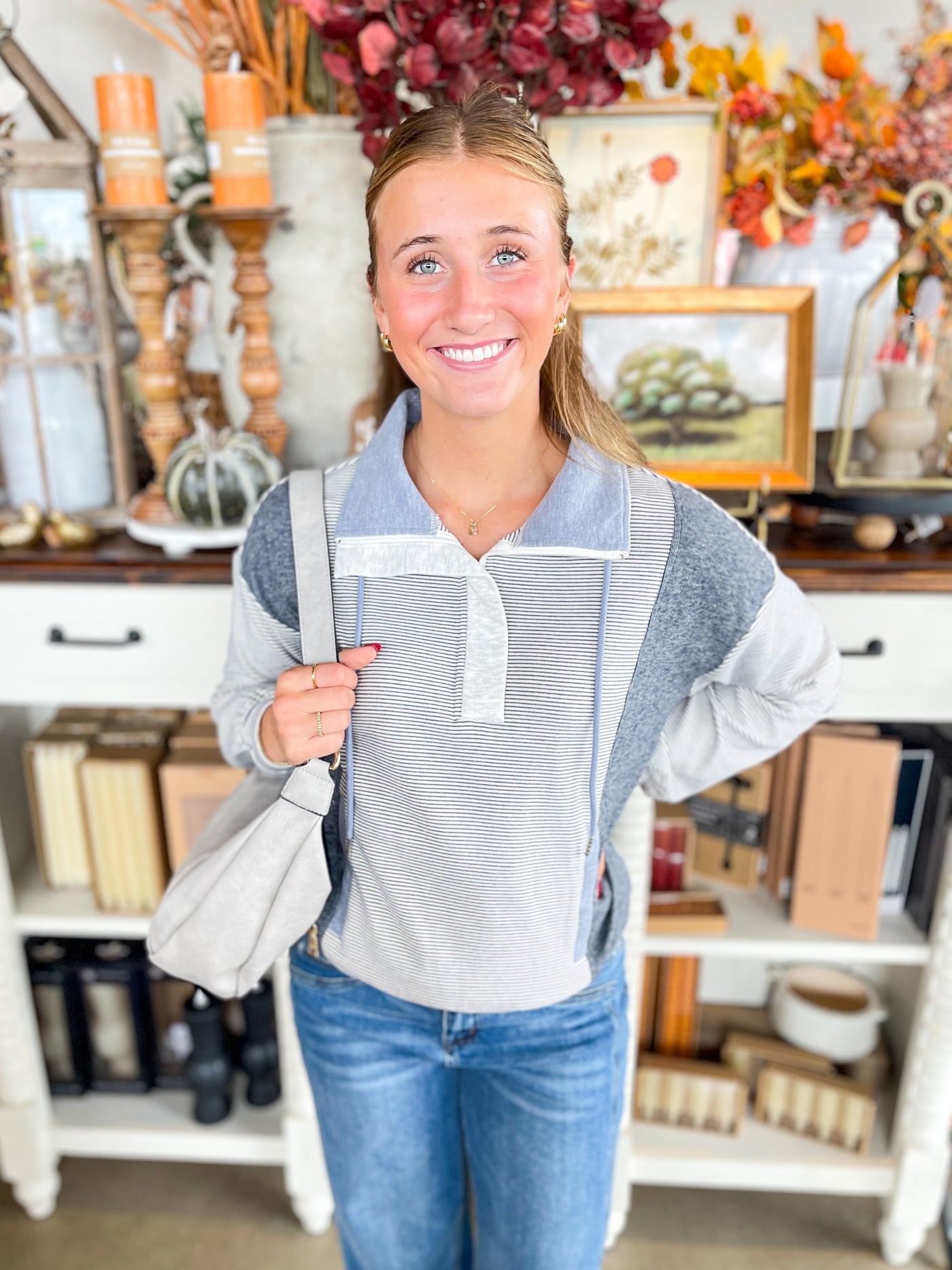 Denim Half Zip Marissa Top
