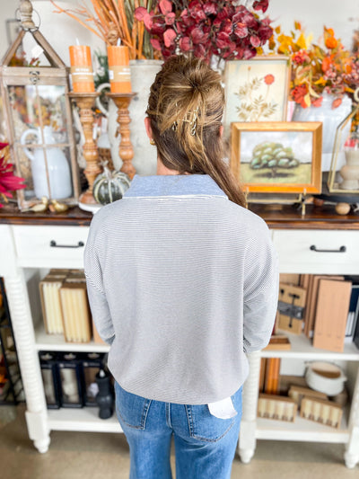 Denim Half Zip Marissa Top