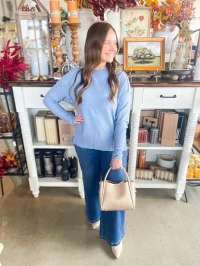 Soft Blue Round Neck Sweater