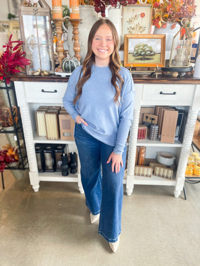 Soft Blue Round Neck Sweater