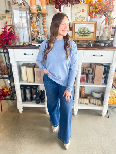 Soft Blue Round Neck Sweater