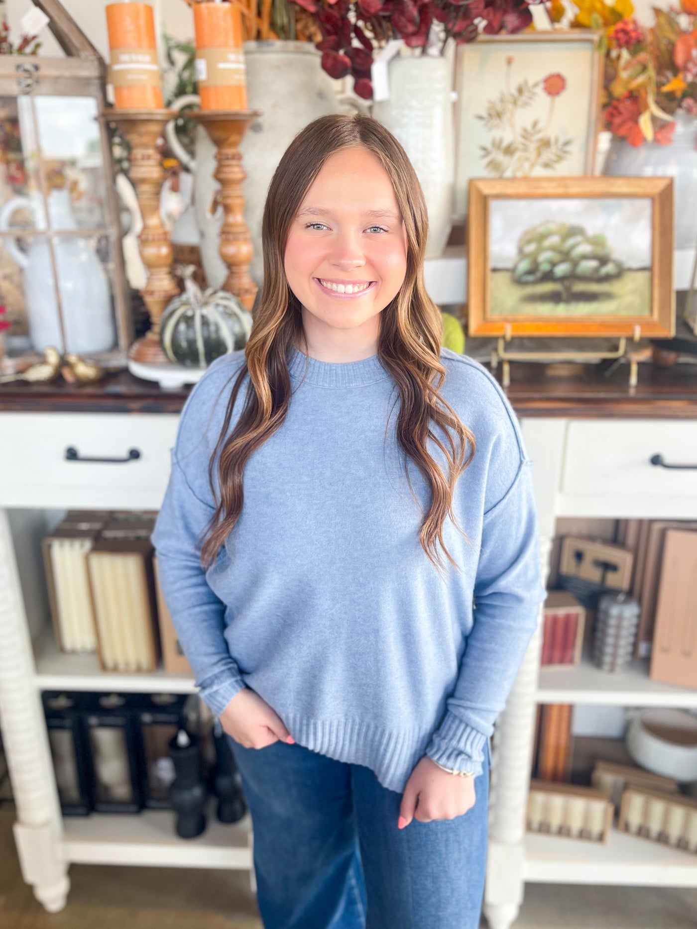 Soft Blue Round Neck Sweater