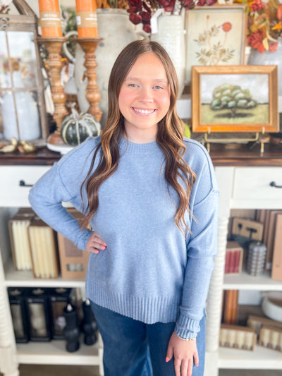 Soft Blue Round Neck Sweater