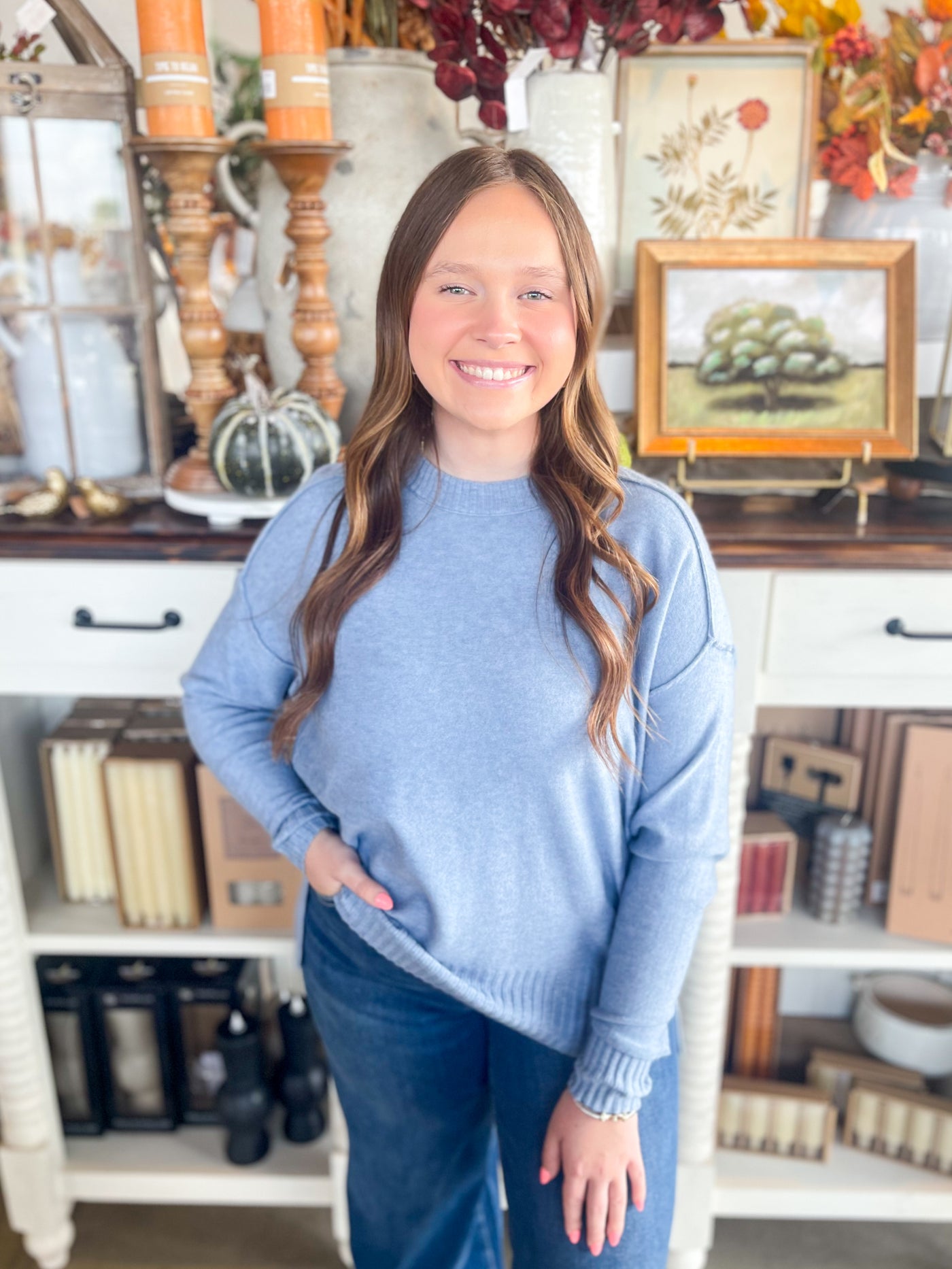 Soft Blue Round Neck Sweater