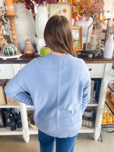 Soft Blue Round Neck Sweater