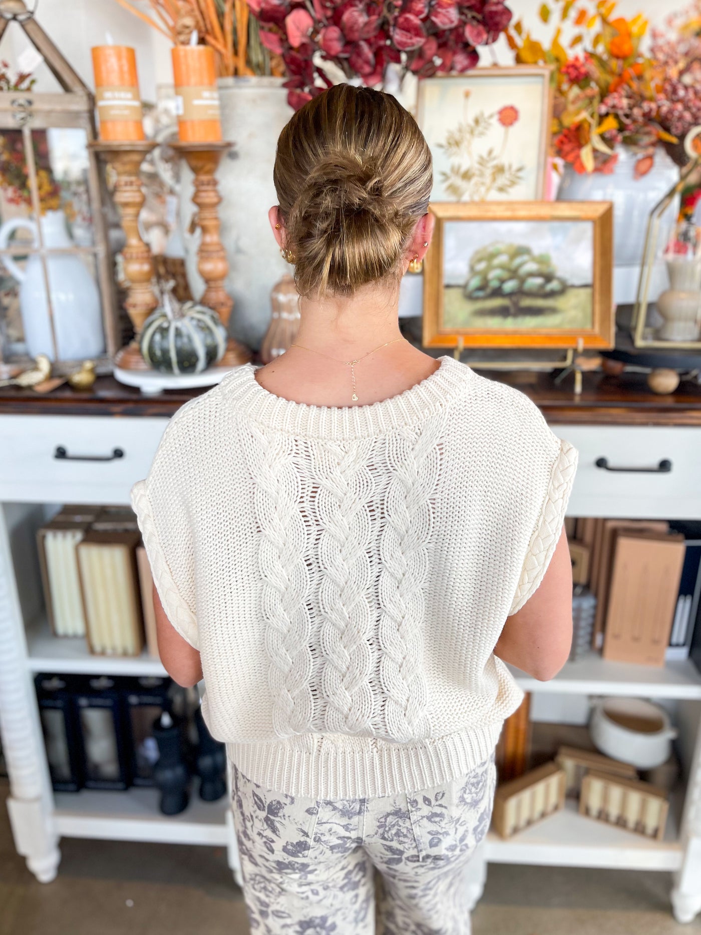 Umgee Cream Tai Sweater Vest
