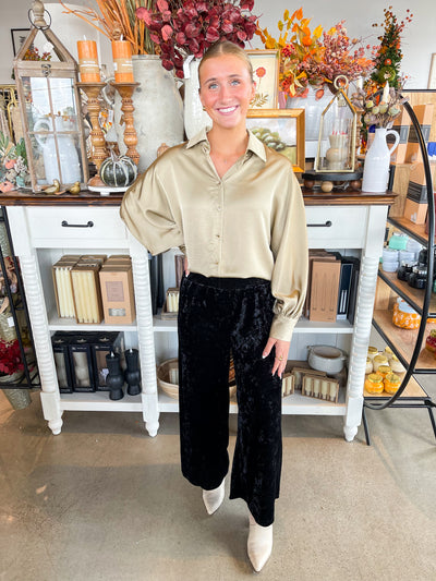 Umgee Black Velvet Pants