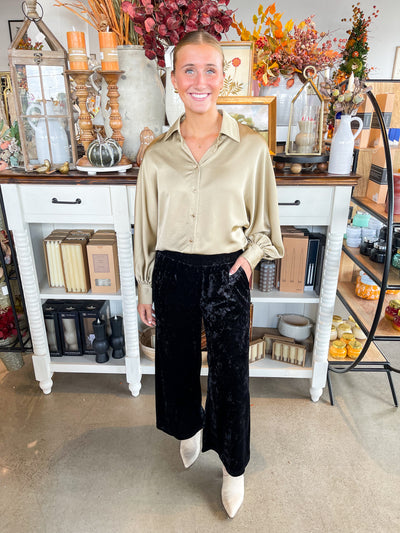Umgee Black Velvet Pants
