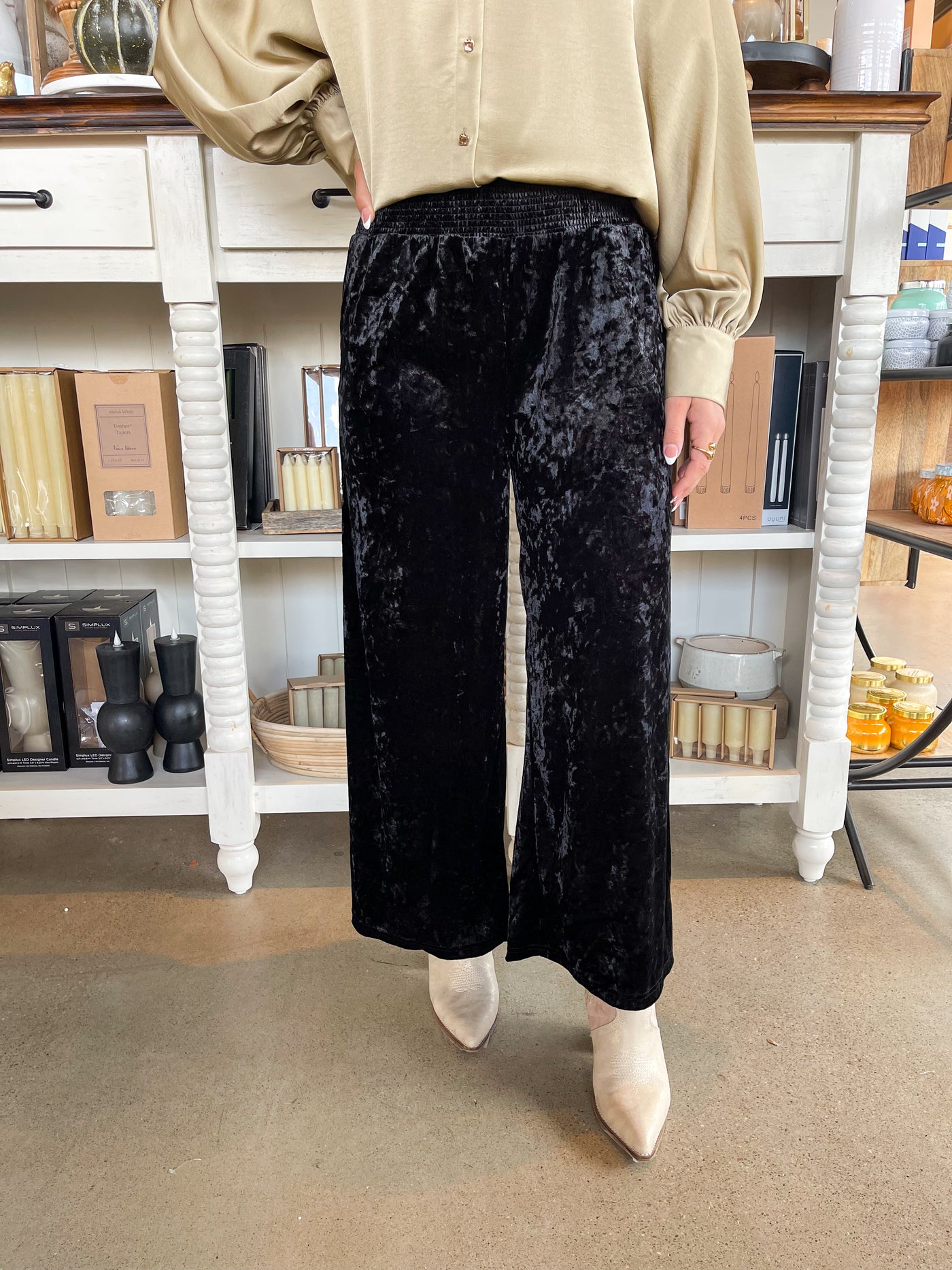Umgee Black Velvet Pants