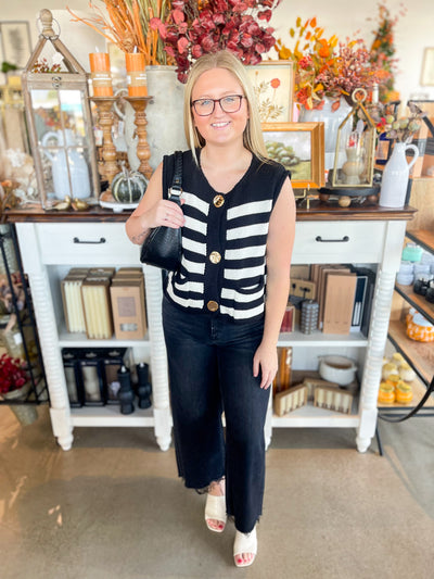 Black Stripe Sweater Vest