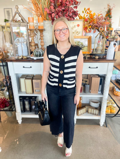 Black Stripe Sweater Vest