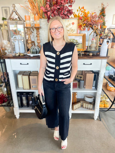 Black Stripe Sweater Vest
