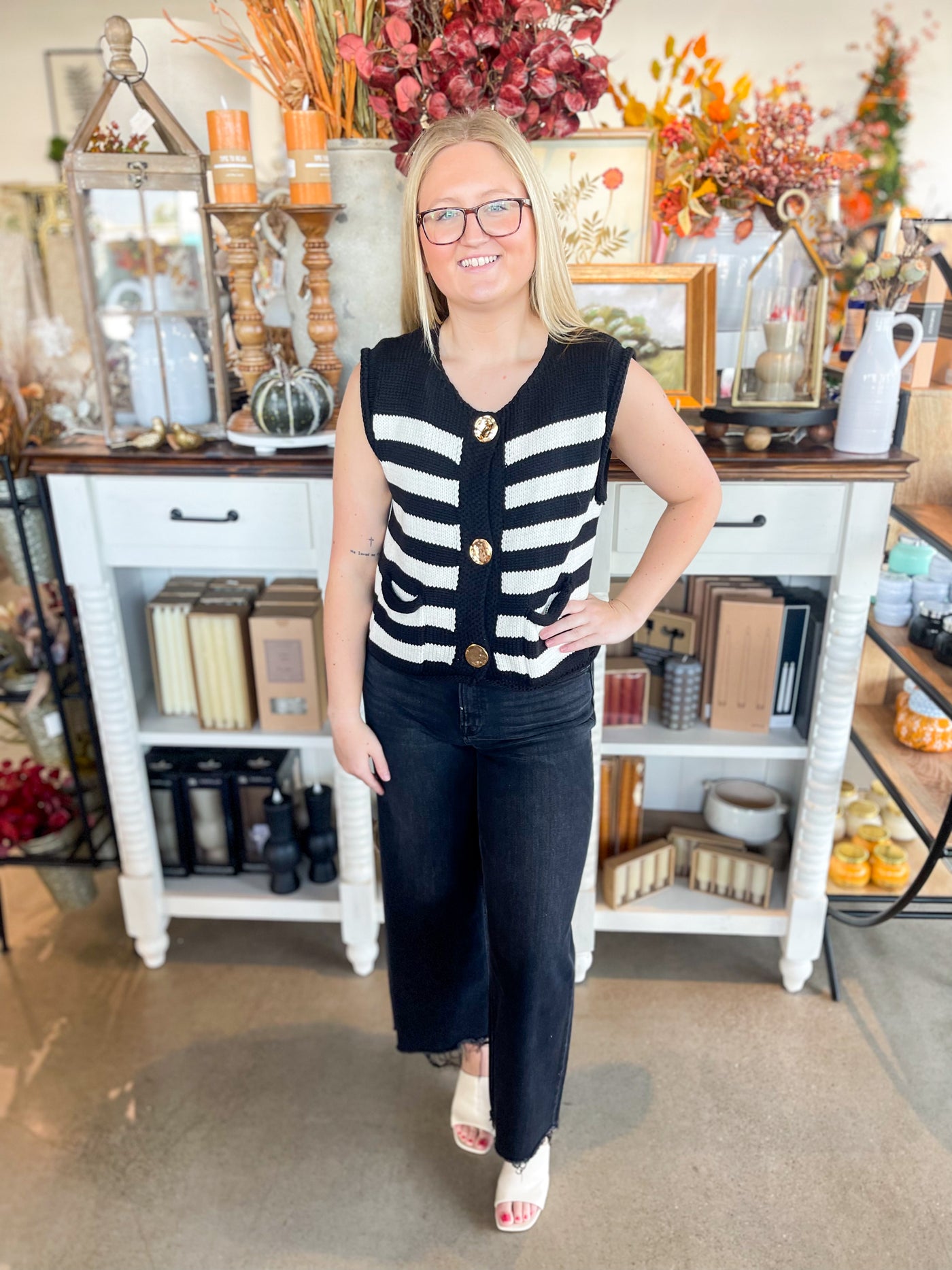 Black Stripe Sweater Vest