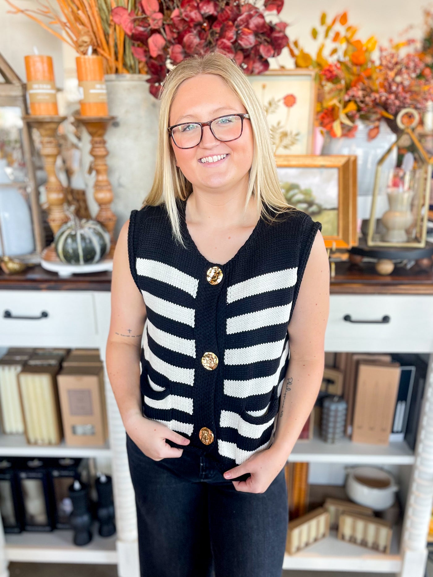 Black Stripe Sweater Vest