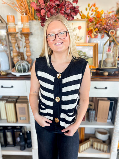 Black Stripe Sweater Vest